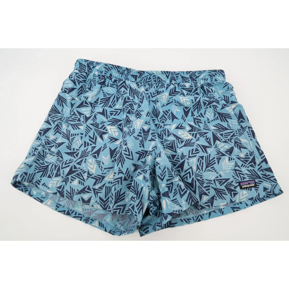 Patagonia Shorts Women's Small Blue Geometric‎ Barely Baggies 4.5